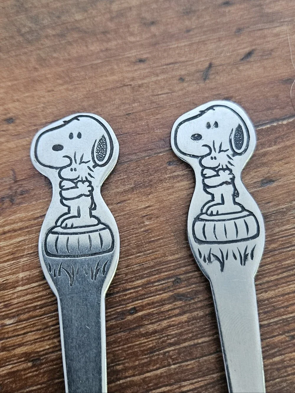 Vintage Danara Snoopy And Woodstock Fork And Spoon Childs Cutlery Set Silverware